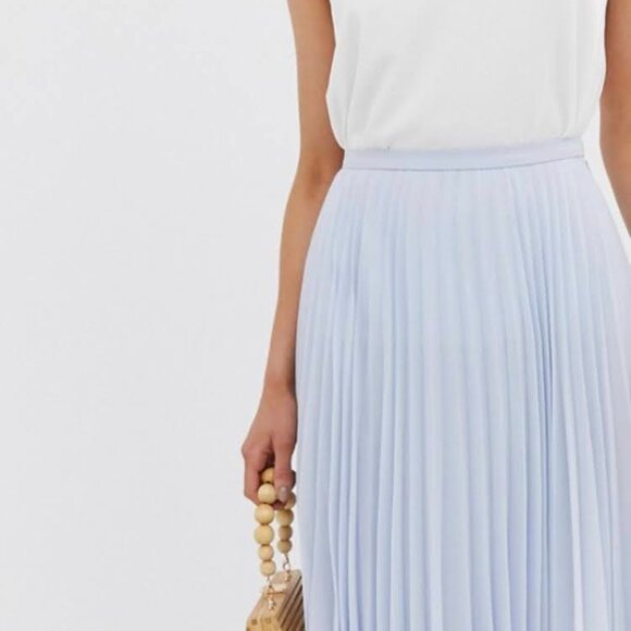 Asos Light Blue Pleated Midi Skirt Size Tall large - NWT - Picture 3 of 4